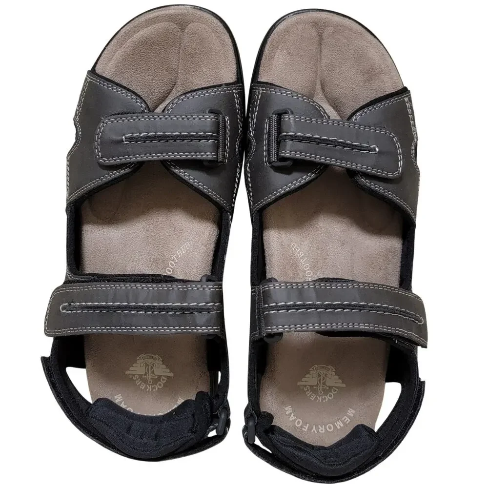 Dockers Men Newpage Slingback Sport River Sandals Size US 10M Grey Faux Leather